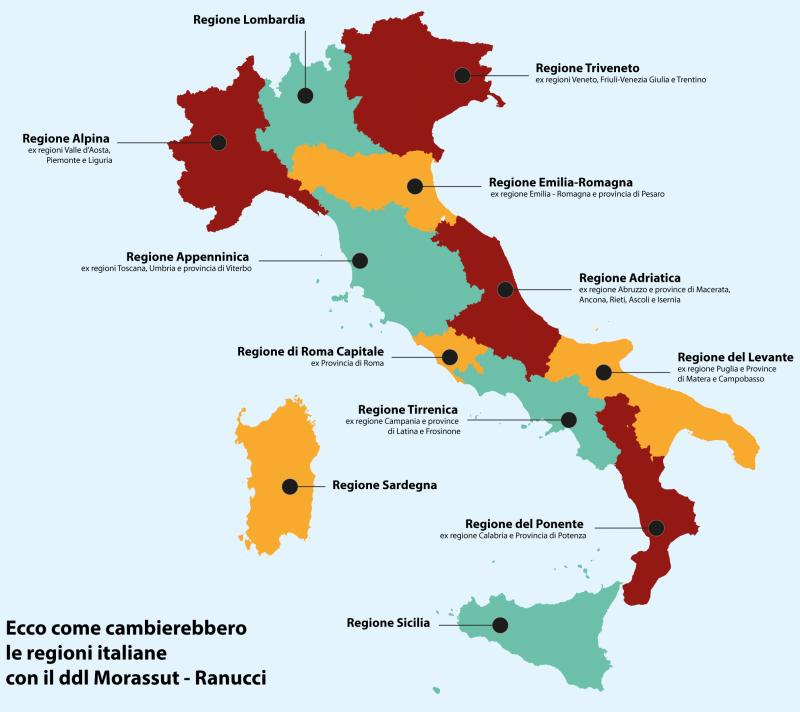 Il PD ridefinisce le Regioni italiane, da 20 a 12

Il Deputato Roberto Morassut  e il Senatore Raffaele Ranucci, entrambi membri del Partito Democratico, hanno presentato la proposta di legge&
